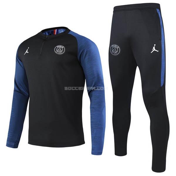 パリ サンジェルマン 2020 ブラック-青い サッカー スウェットシャツ