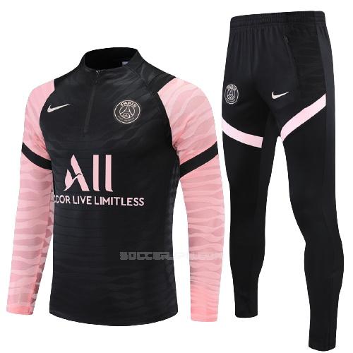 パリ サンジェルマン 2021-22 ジュニア ブラック-ピンク サッカー スウェットシャツ