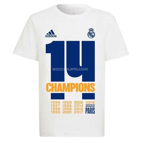 レアル マドリッド 2022 14チャンピオン 白い t-shirt